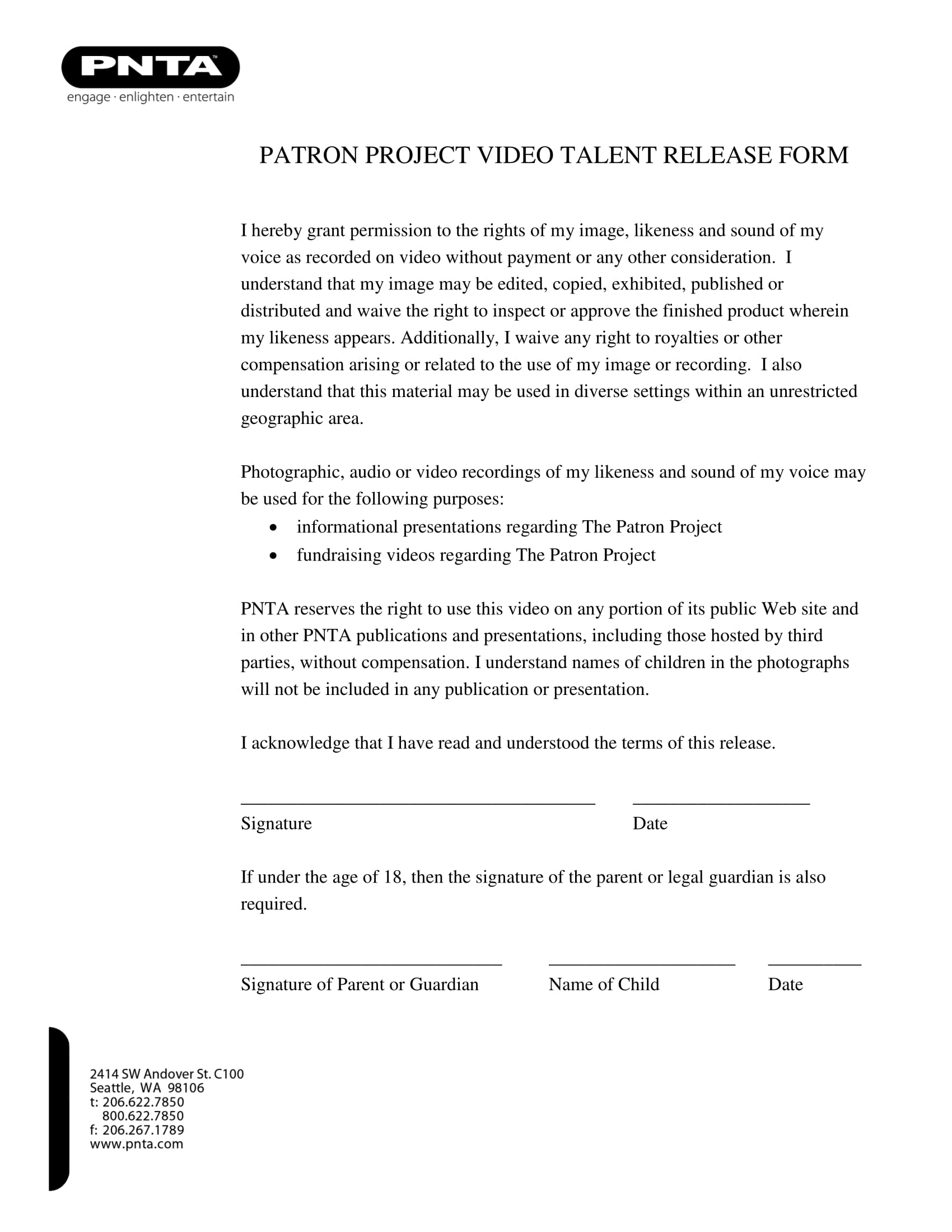 video talent release form 1