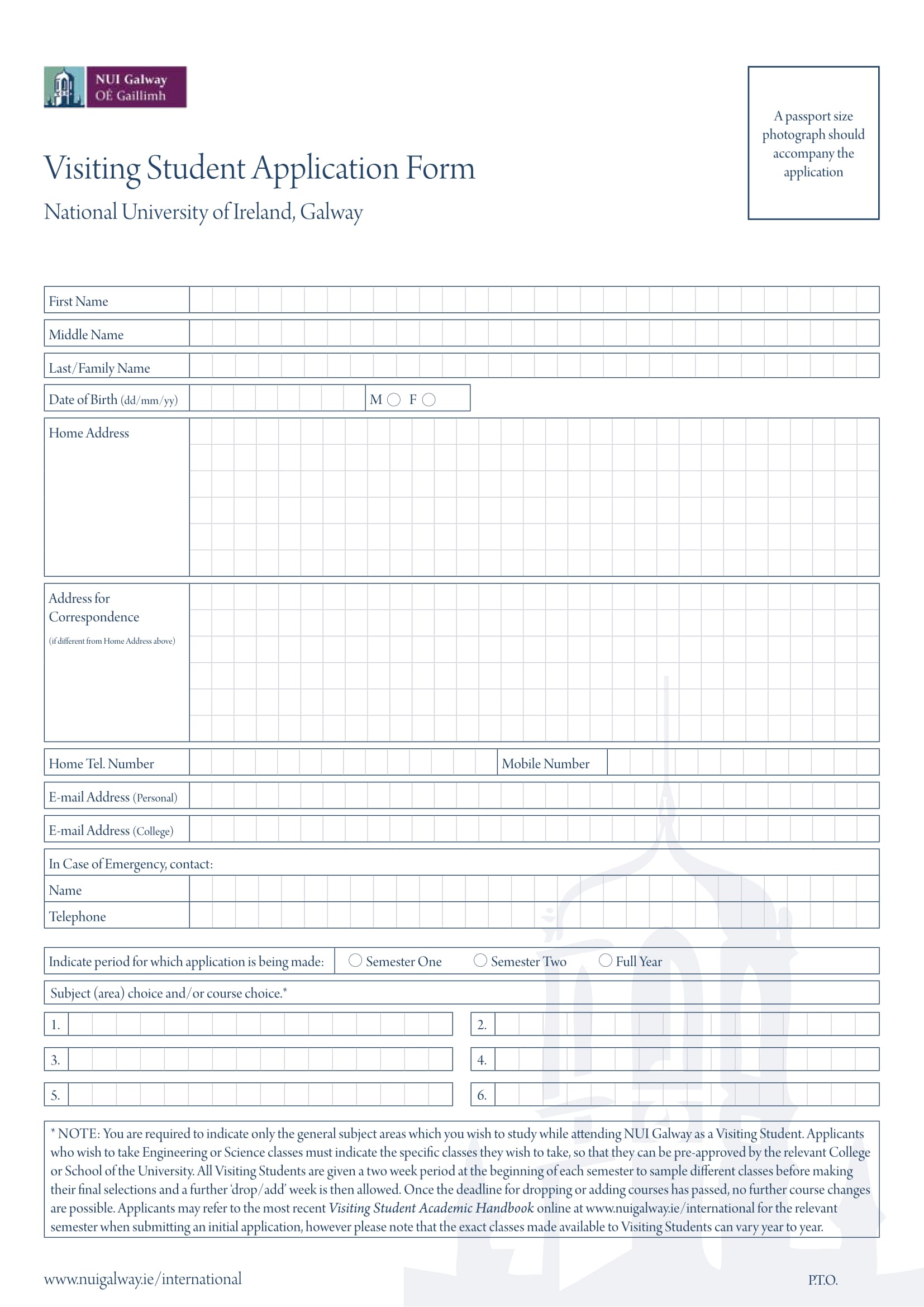 visiting student application form 1