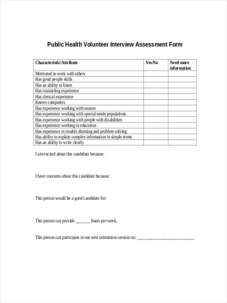 volunteer interview assessment