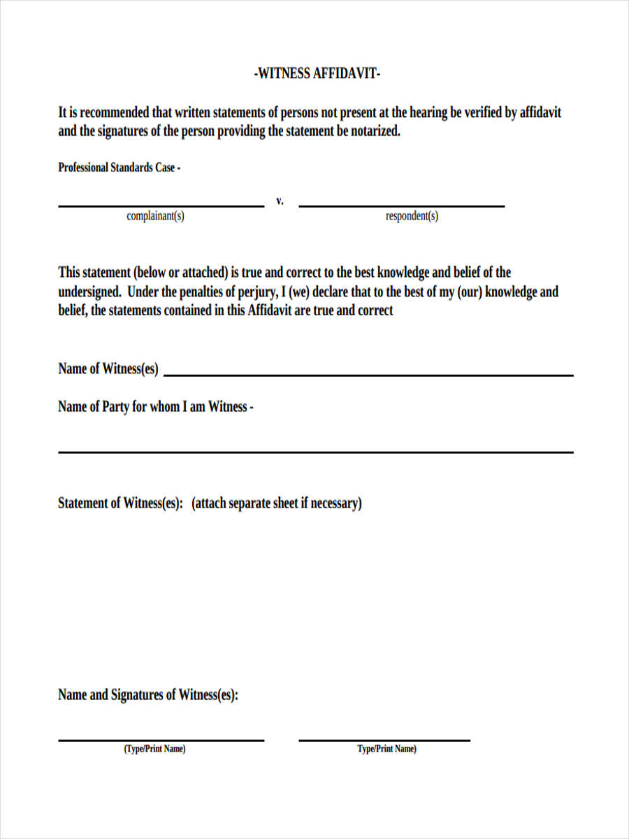 11 Witness Statement Forms Free PDF DOC Format Download Free 