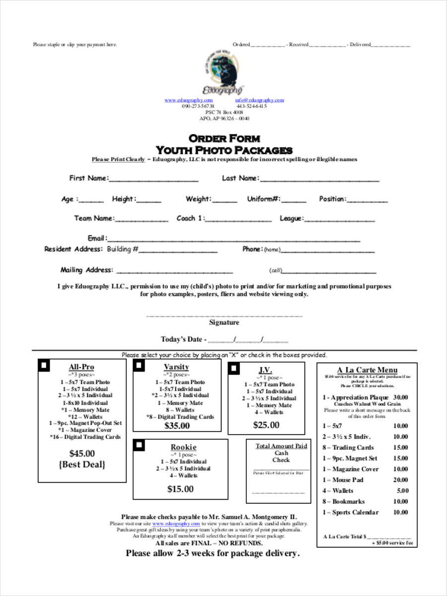 Free Printable Photography Forms Printable Forms Free Online