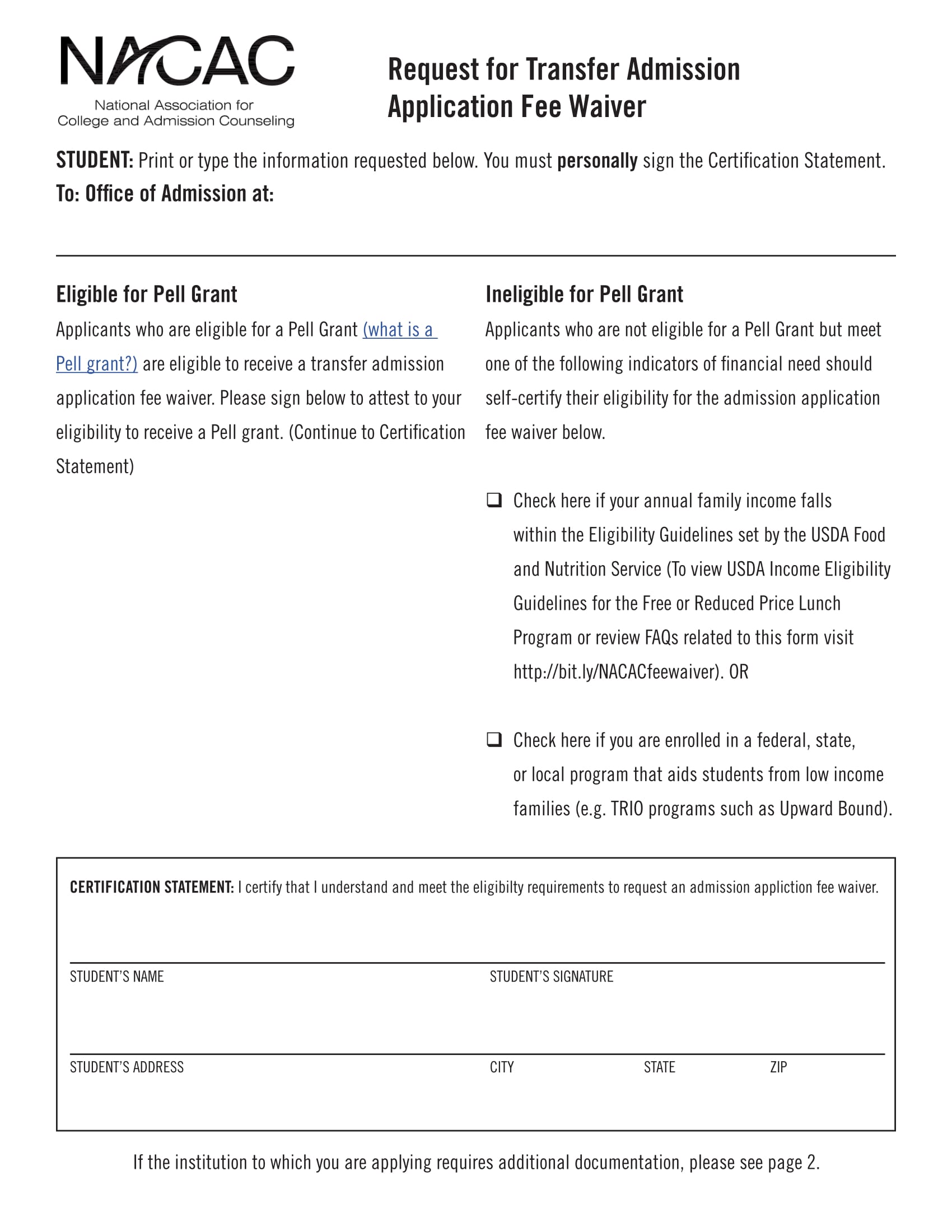 pell grant application form 1