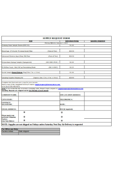 basic supply request form