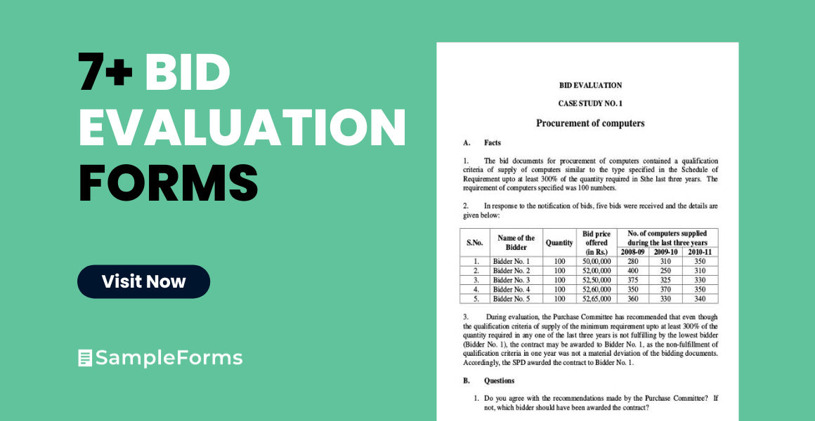 bid evaluation form