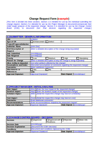FREE 6+ Change Forms to be Used by Employees in PDF | Ms Word | Excel ...