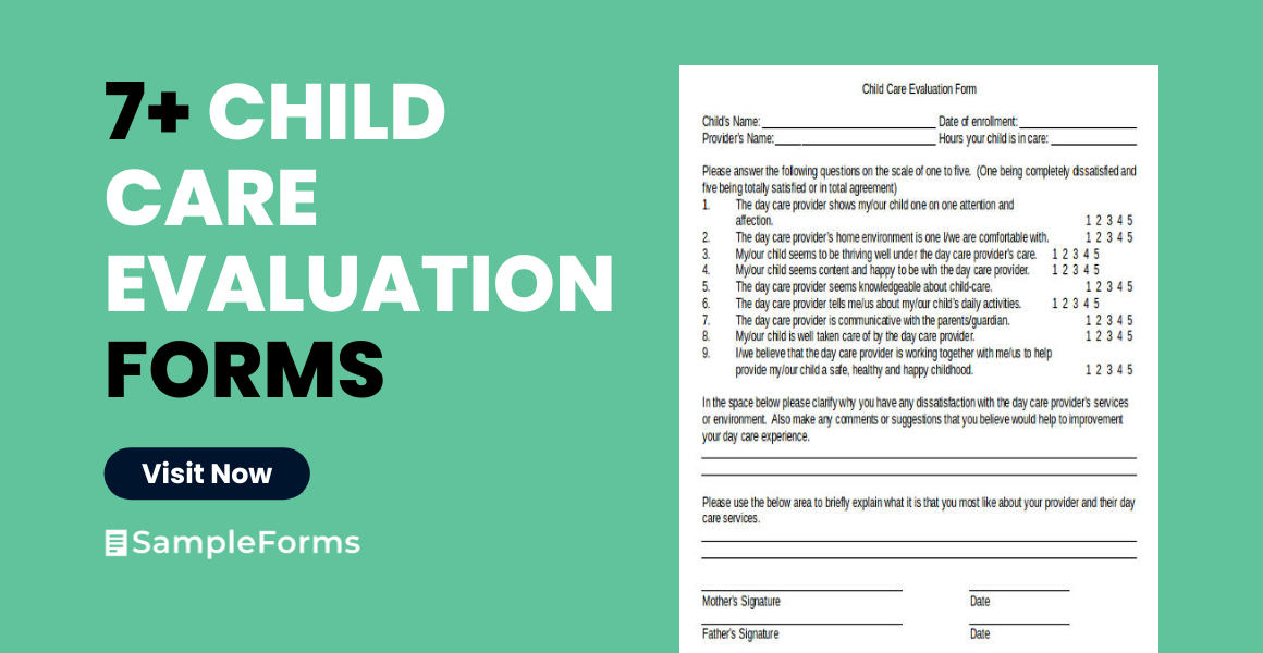 child care evaluation form