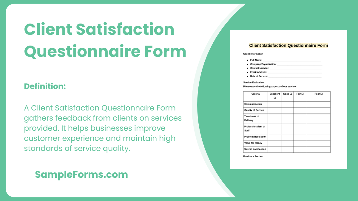 client satisfaction questionnaires form