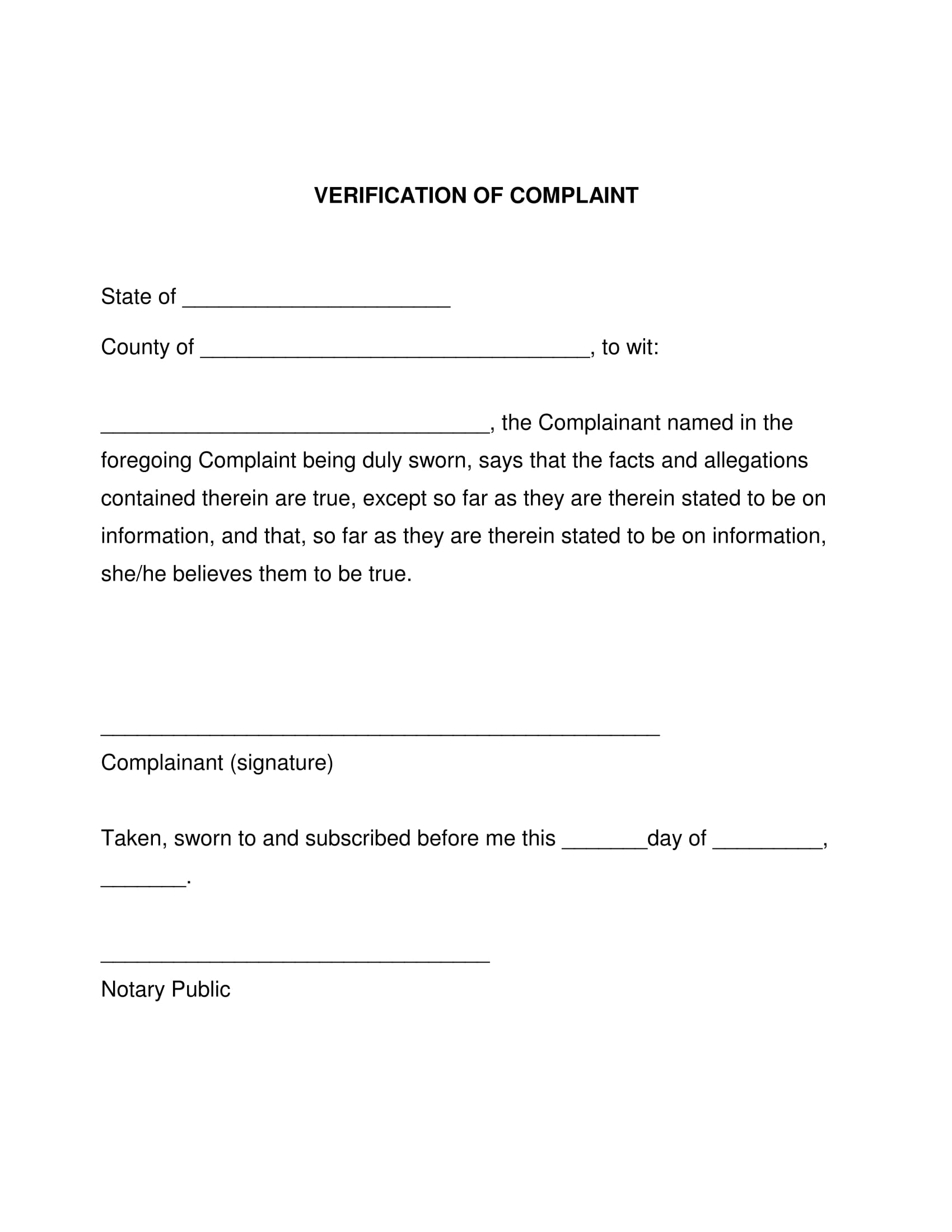 complaint verification form example 1