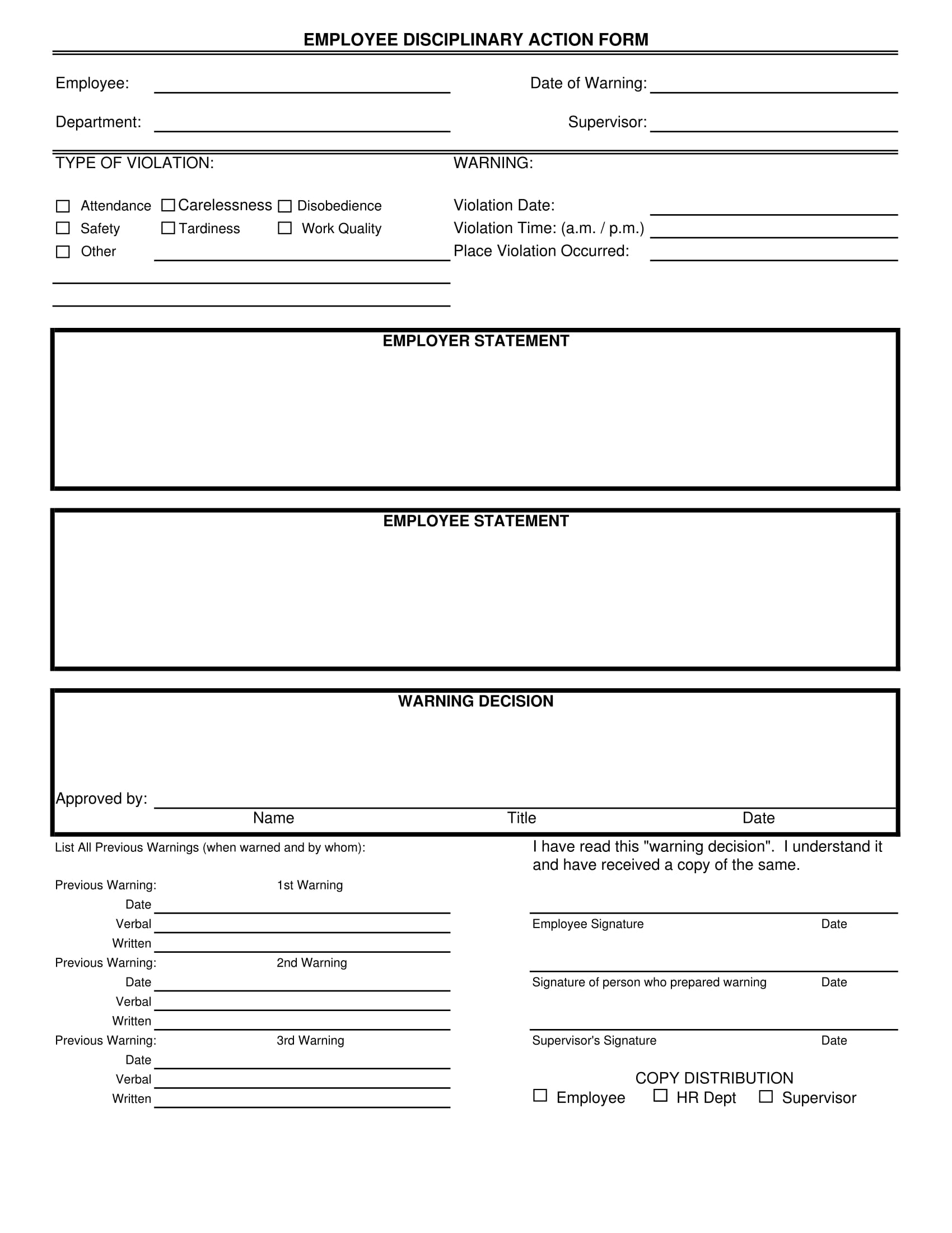 employee disciplinary action form 1