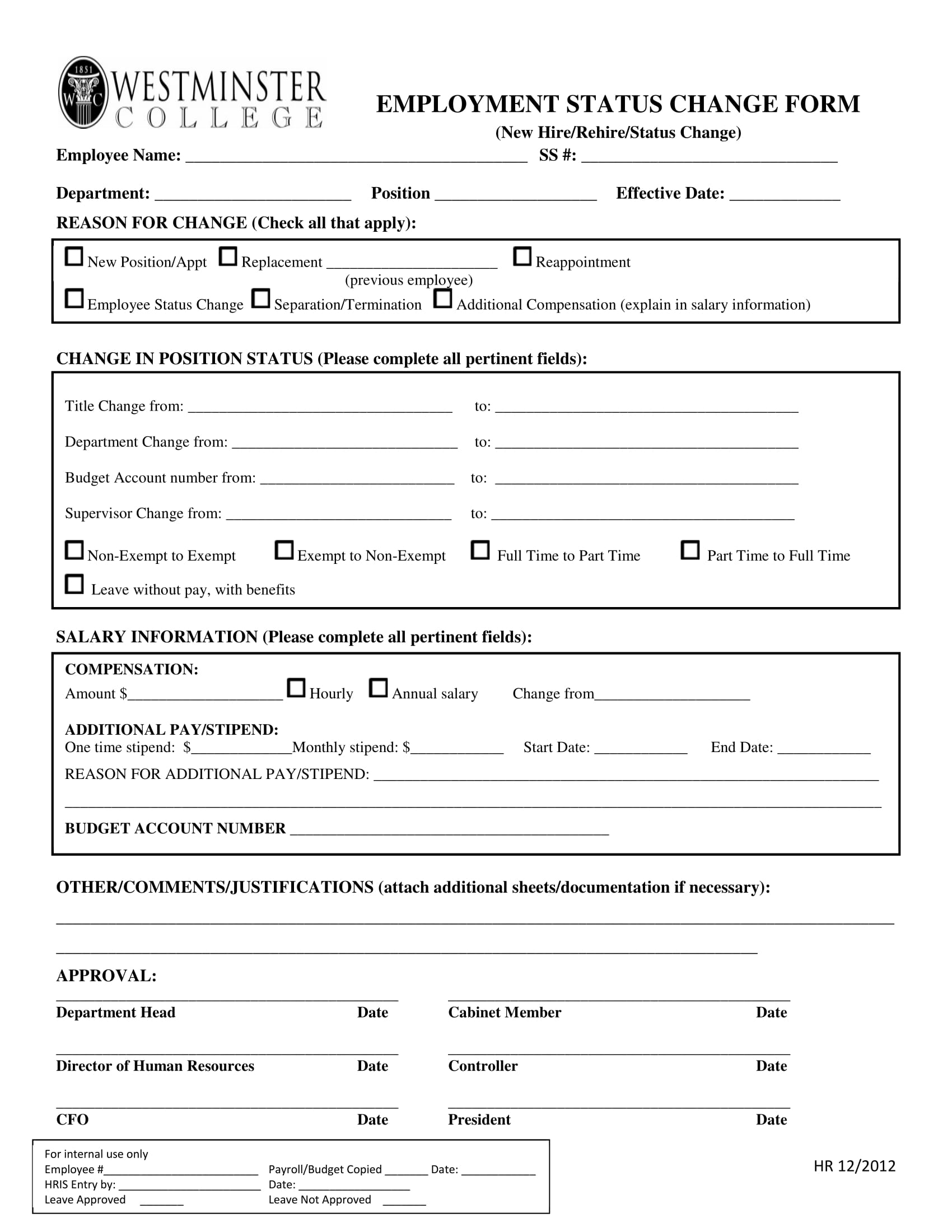 employment status change form 1