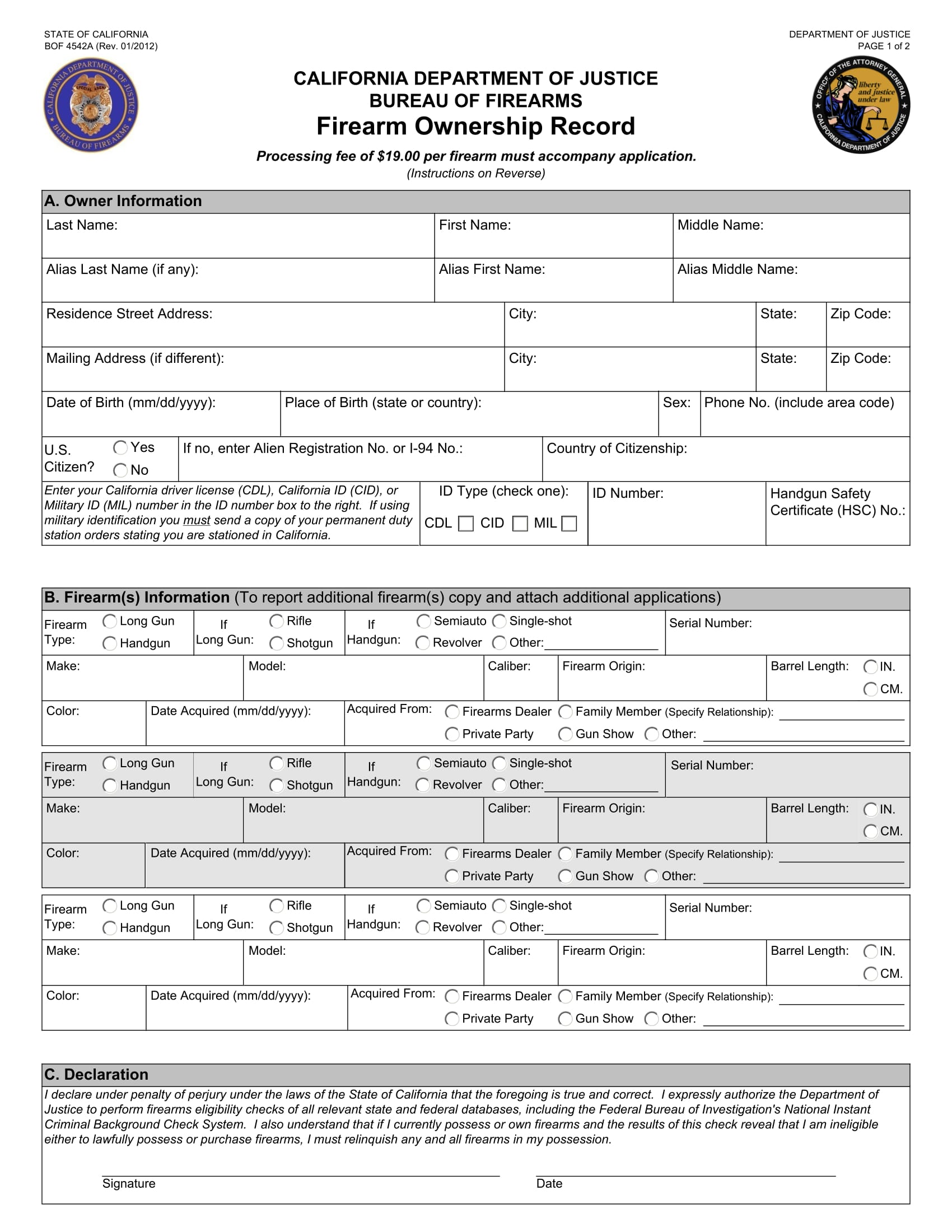 FREE 10+ Gun Registration Forms in PDF | Ms Word