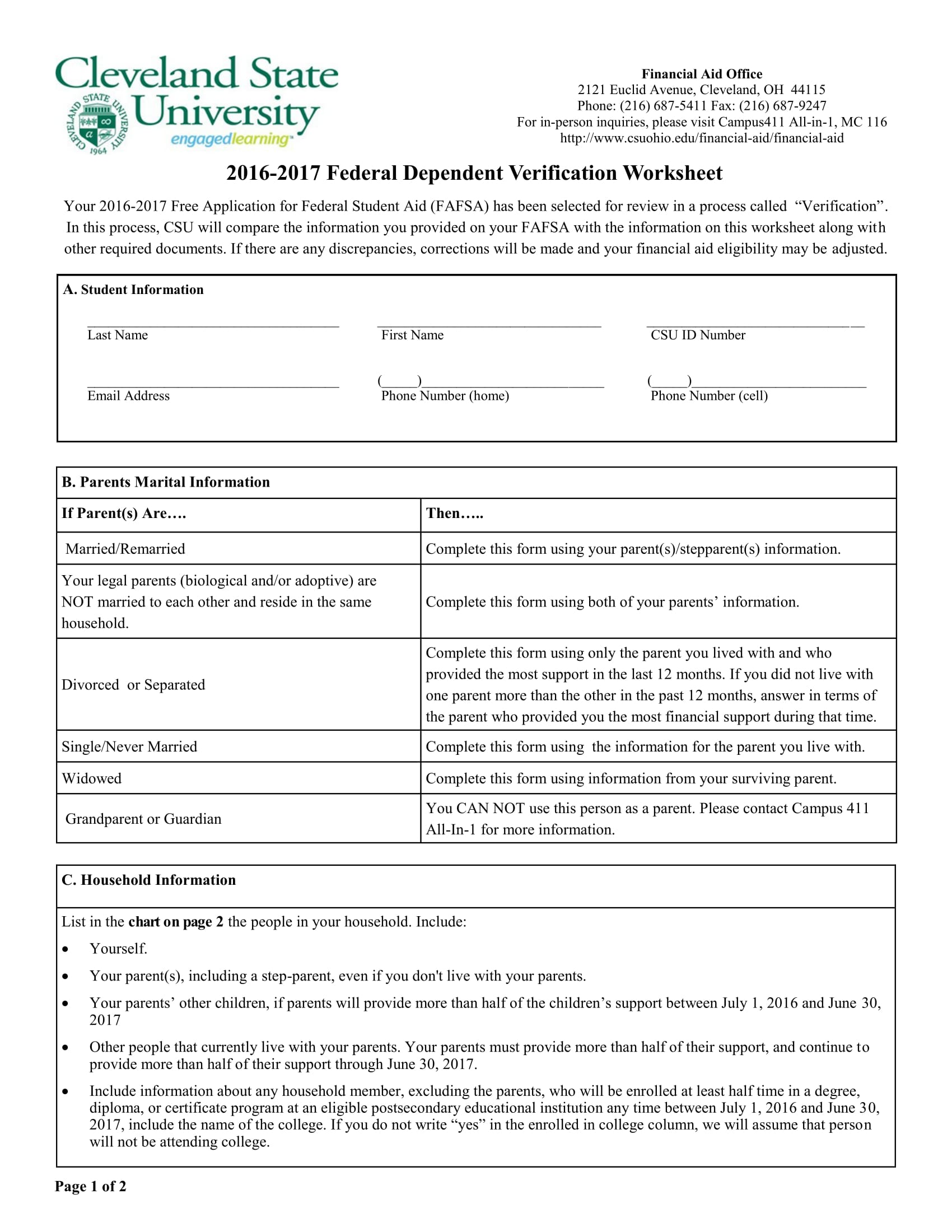 federal dependent verification form 1