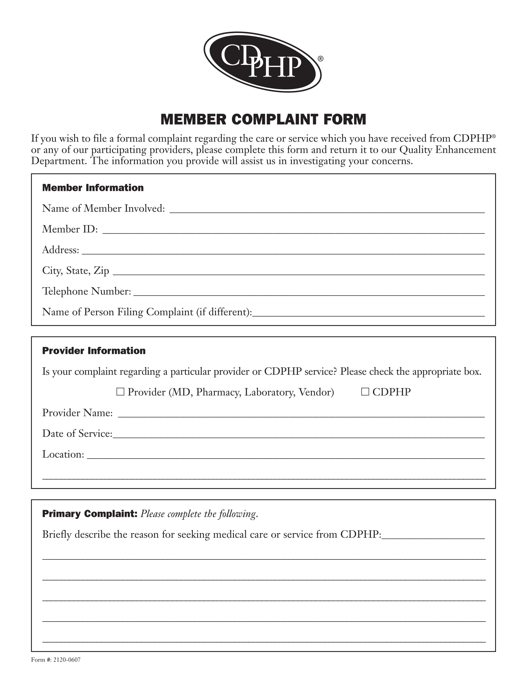 formal member complaint form 1