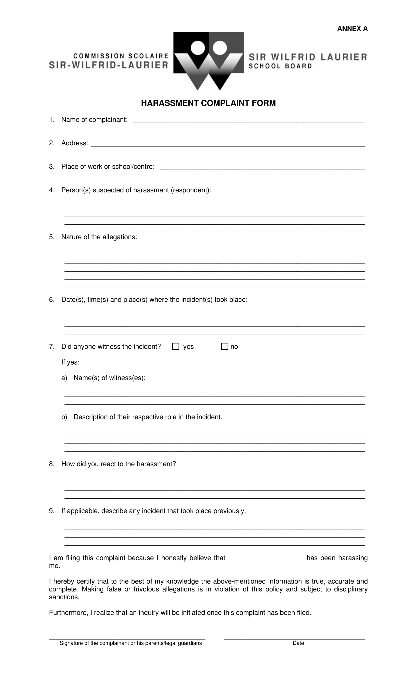 harassment complaint form in pdf 1