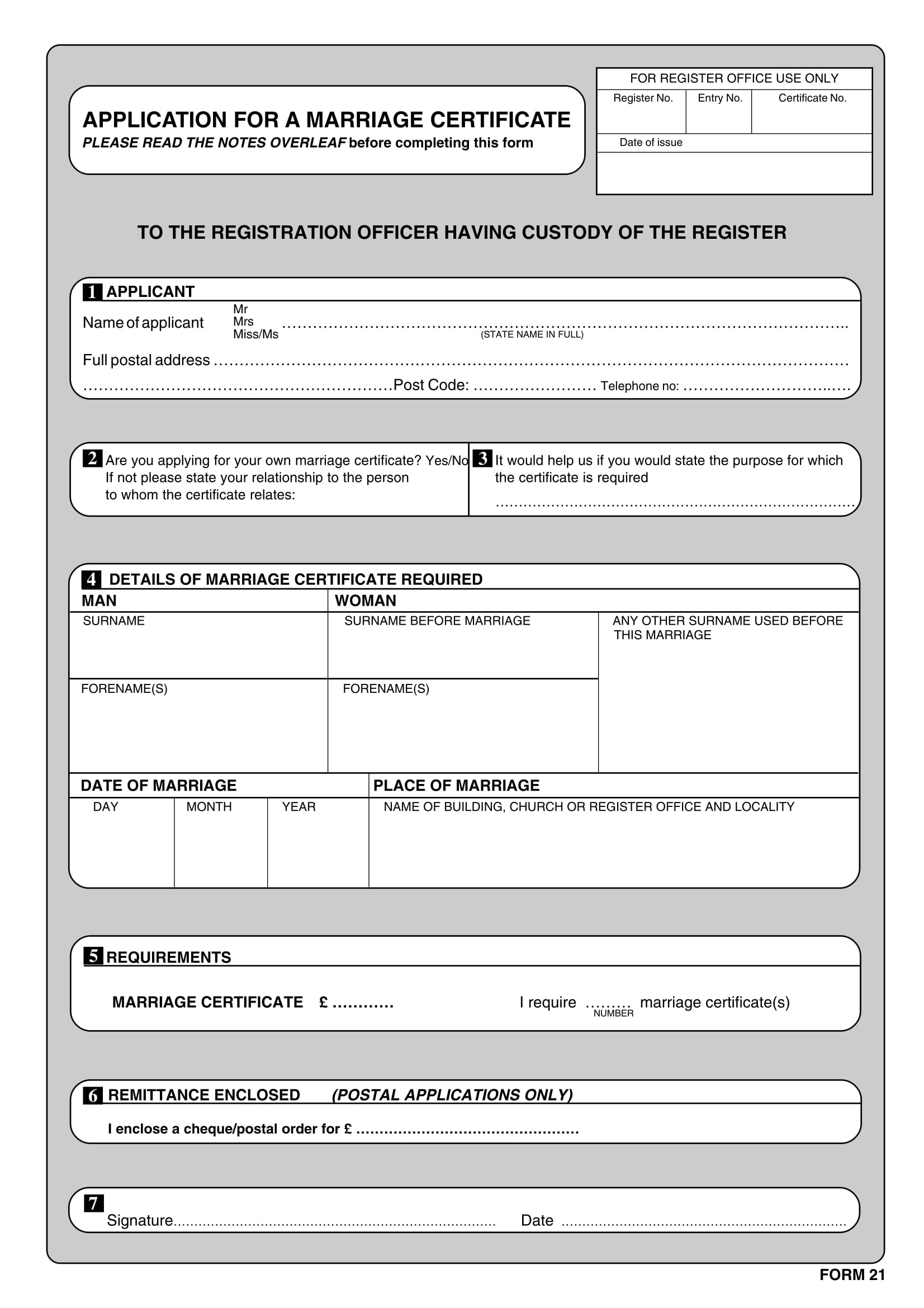 Marriage Certificate Application Form Sample Pdf Template Gambaran 0708