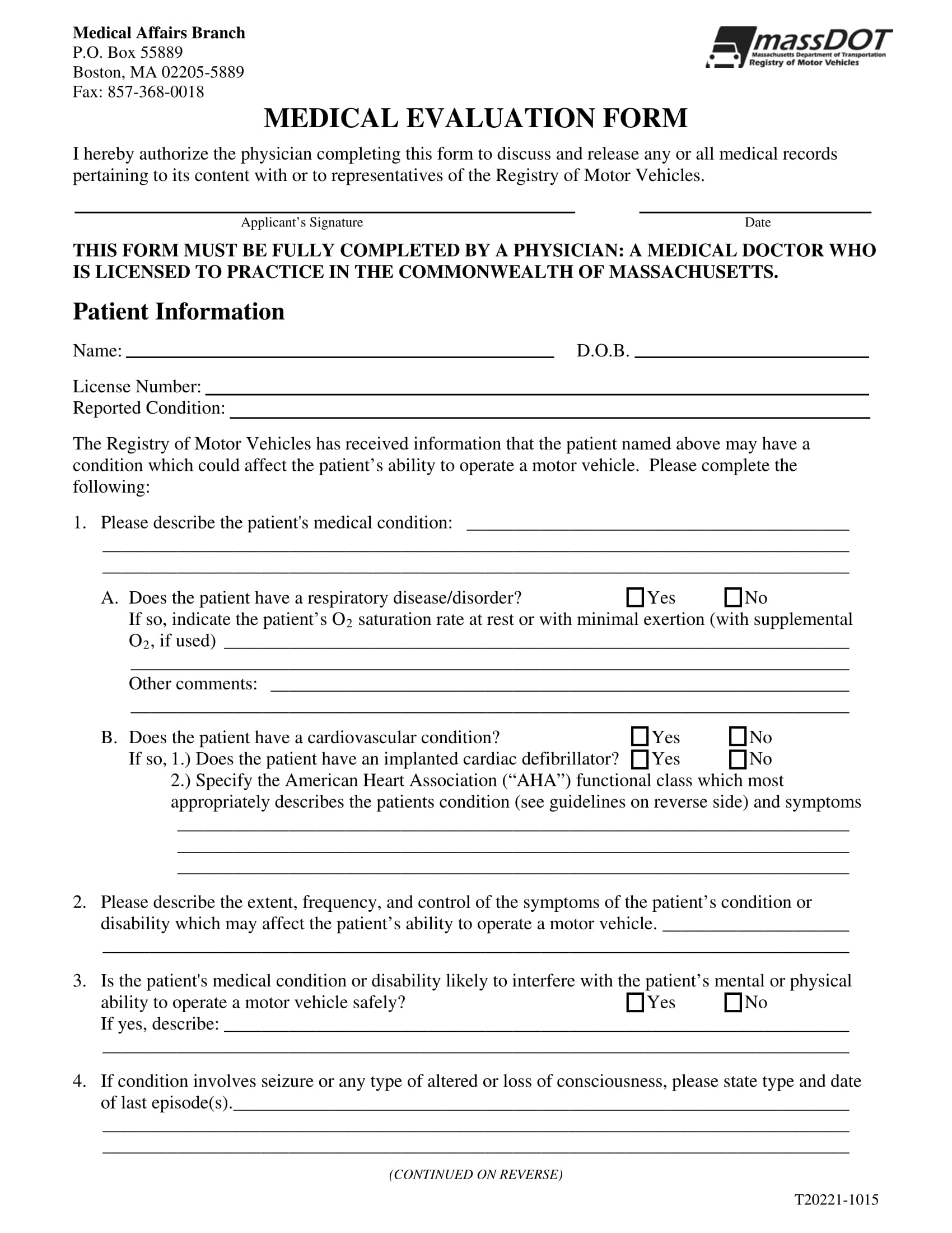 medical evaluation form example 1