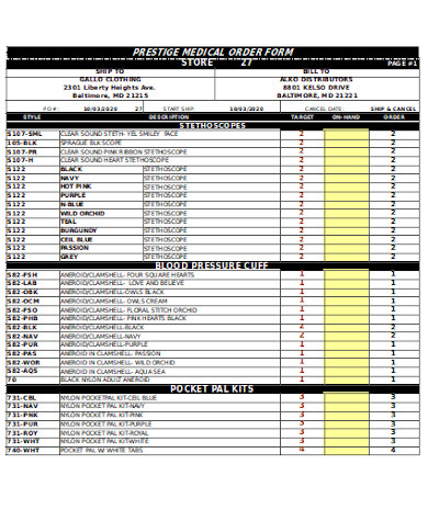 medical order form sample