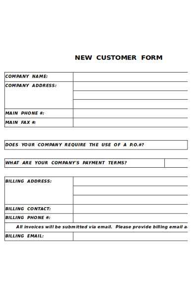 new customer information form