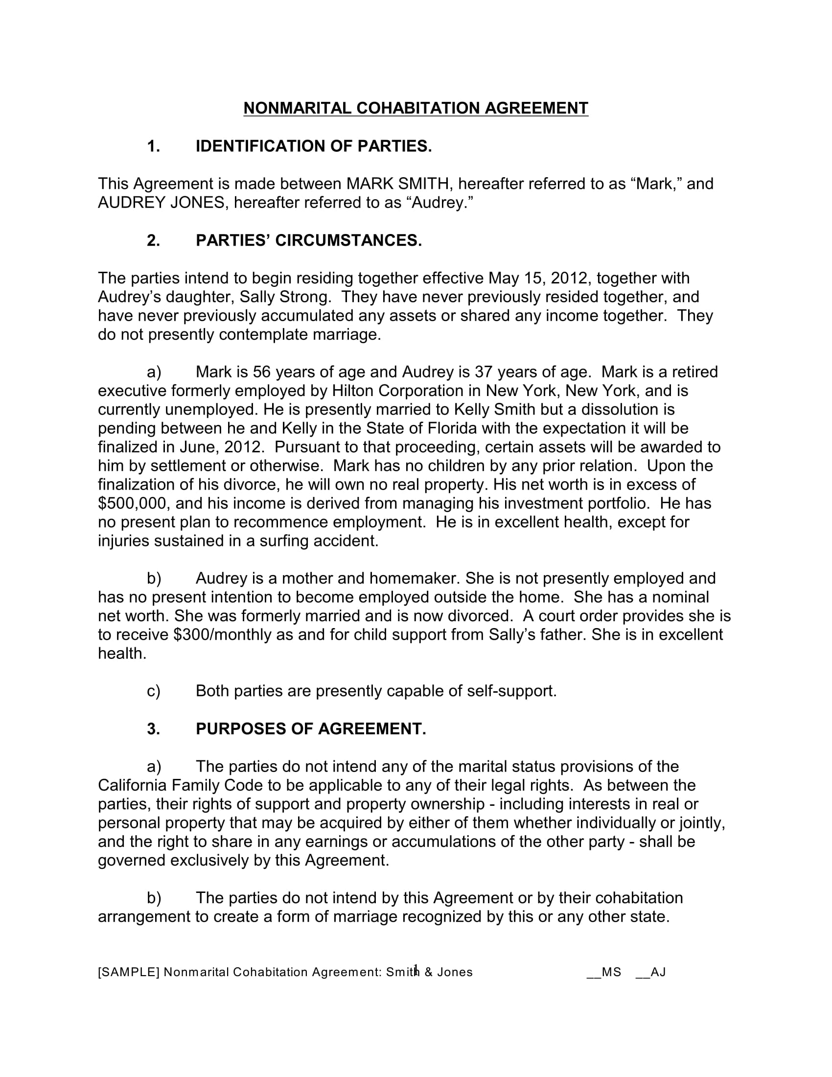 non marital cohabitation agreement 1