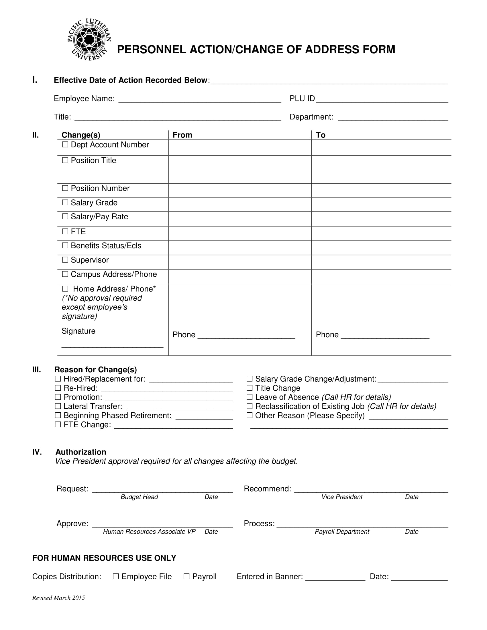 personnel action change of address form 1