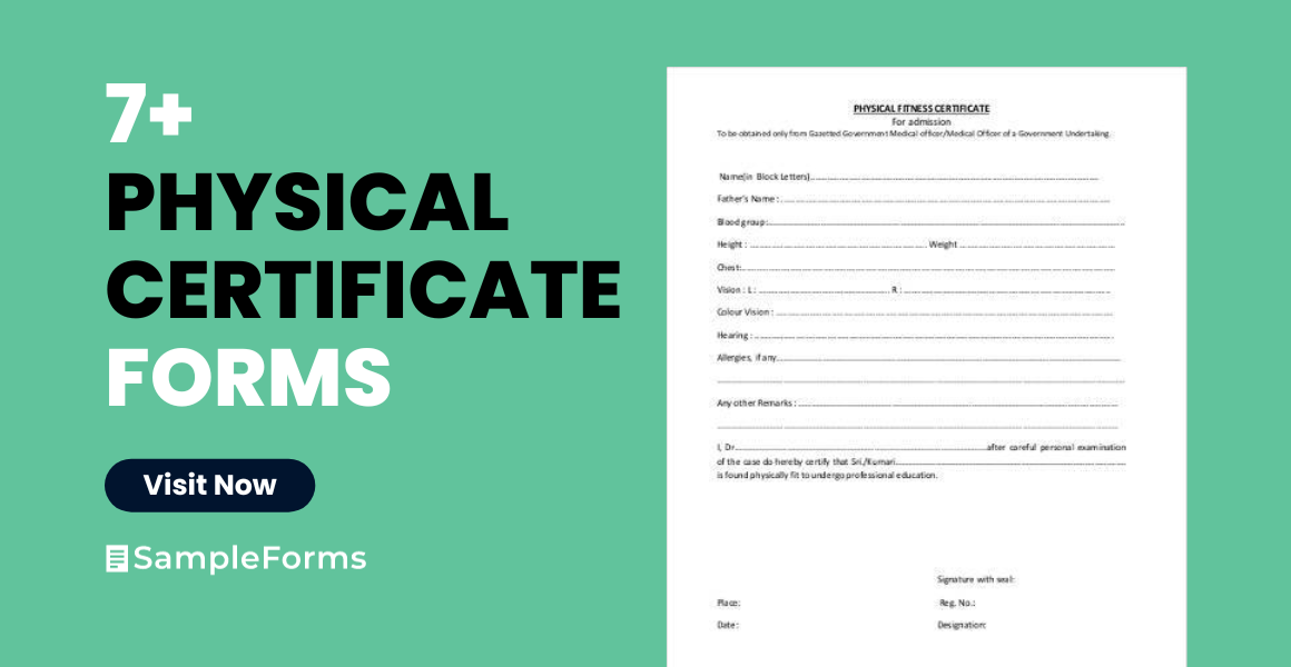 FREE 7+ Sample Physical Certificate Forms in PDF