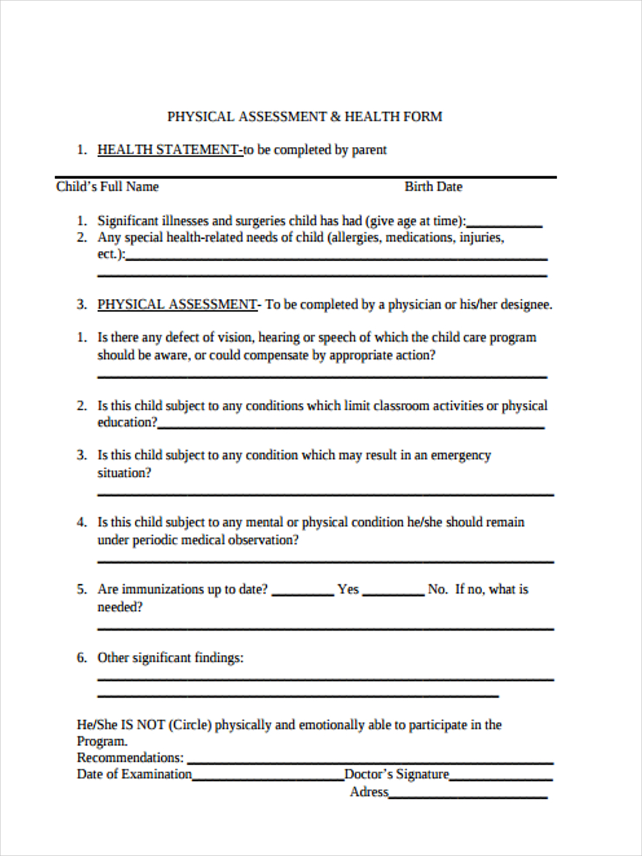 FREE 6+ Physical Health Forms in PDF | Ms Word