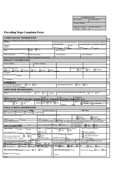 prevailing wage complaint form