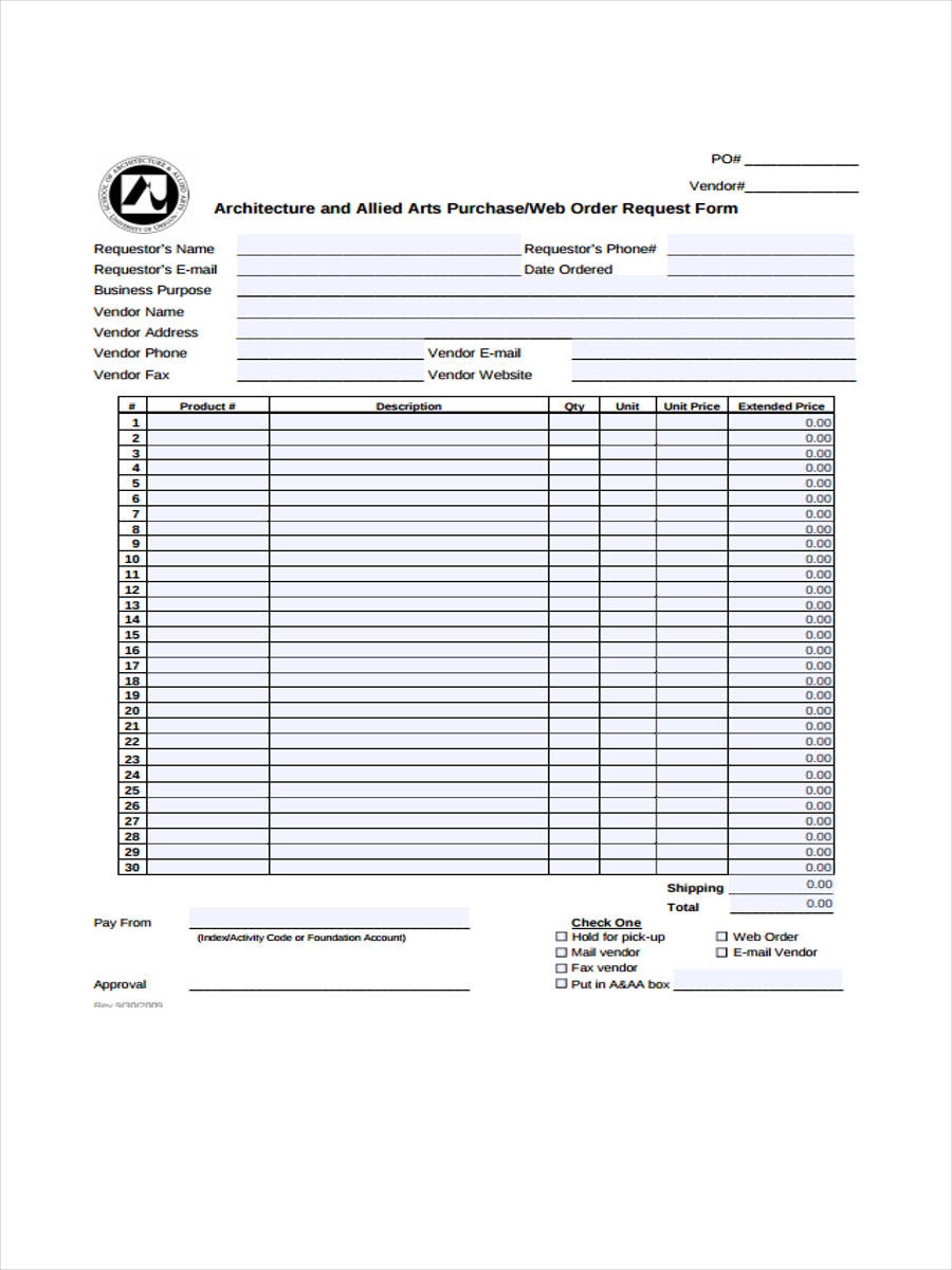 FREE 10 Purchase Order Request Forms In PDF