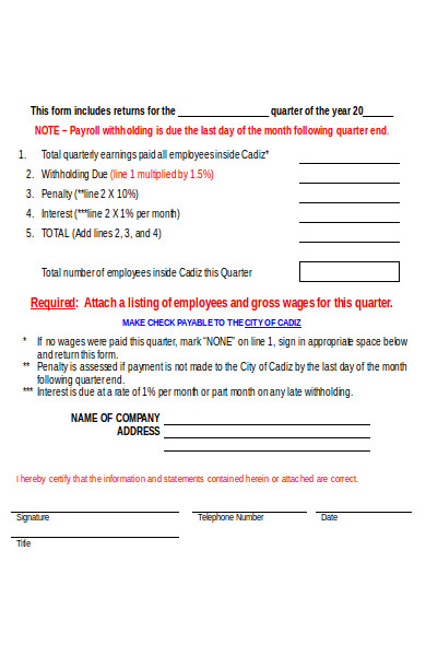 quarterly payroll tax form