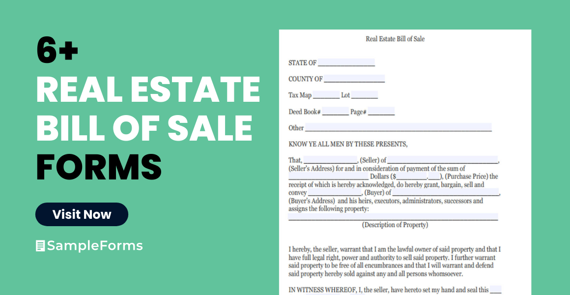 real estate bill of sale form