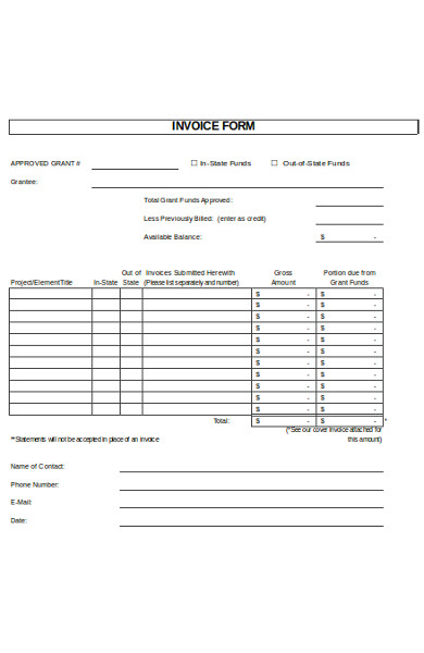 sample blank invoice form