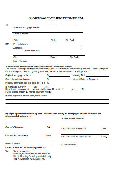 sample mortgage verification form