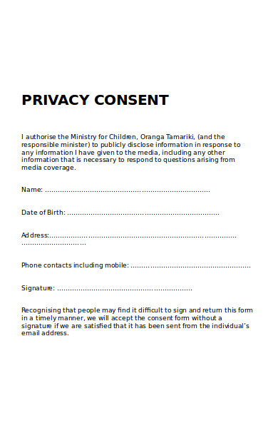 sample privacy consent form