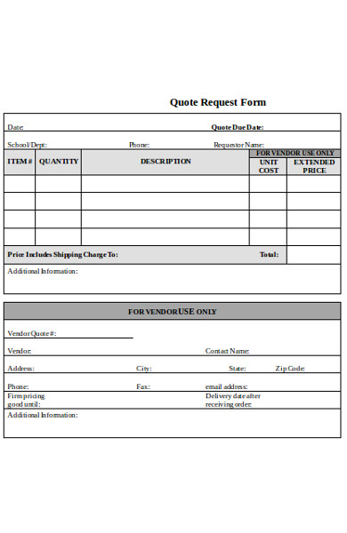 FREE 22+ Quote Forms in MS Word | PDF | Excel