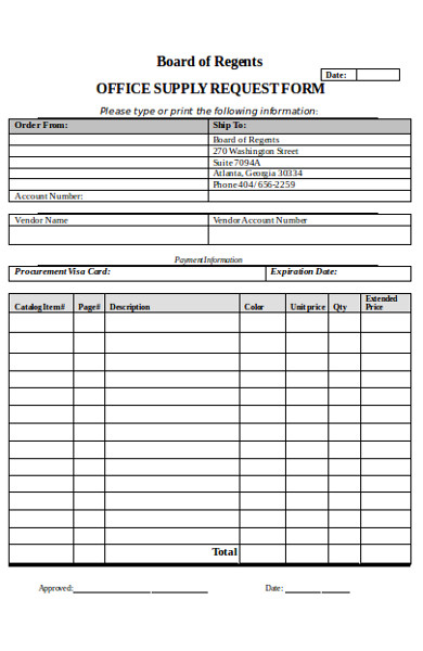 sample supply request form