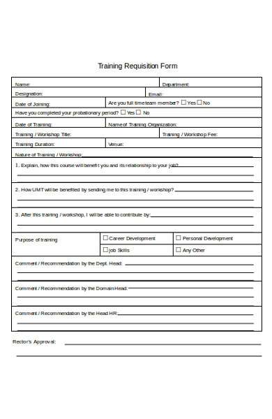 sample training requisition form