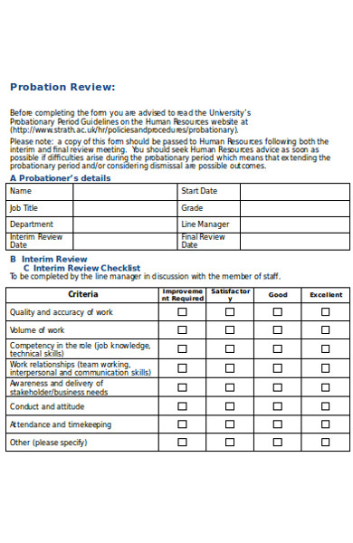 simple probation review form