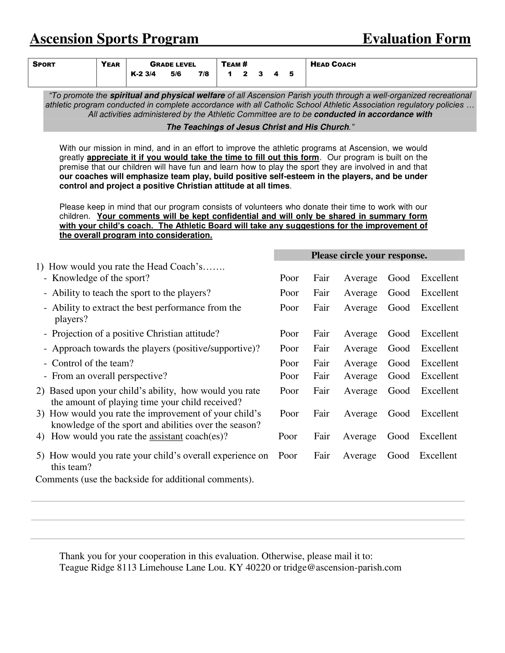 sports team evaluation form 1