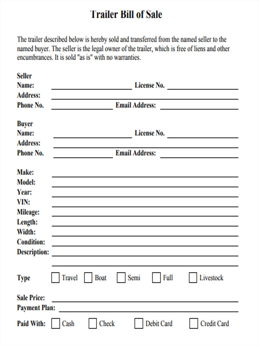 free-6-sample-trailer-bill-of-sale-forms-in-pdf