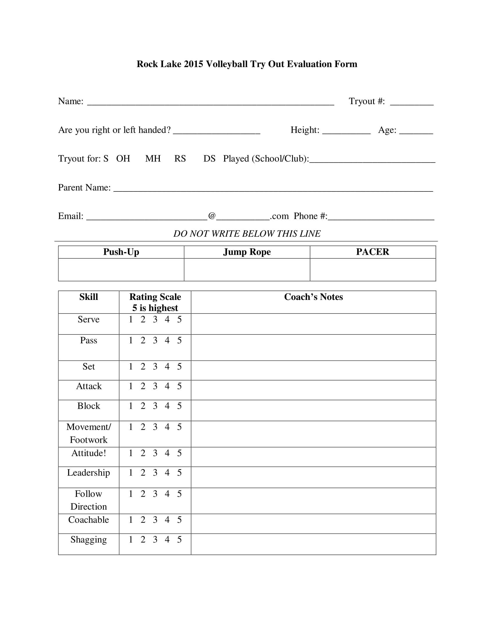 volleyball tryout evaluation form 1
