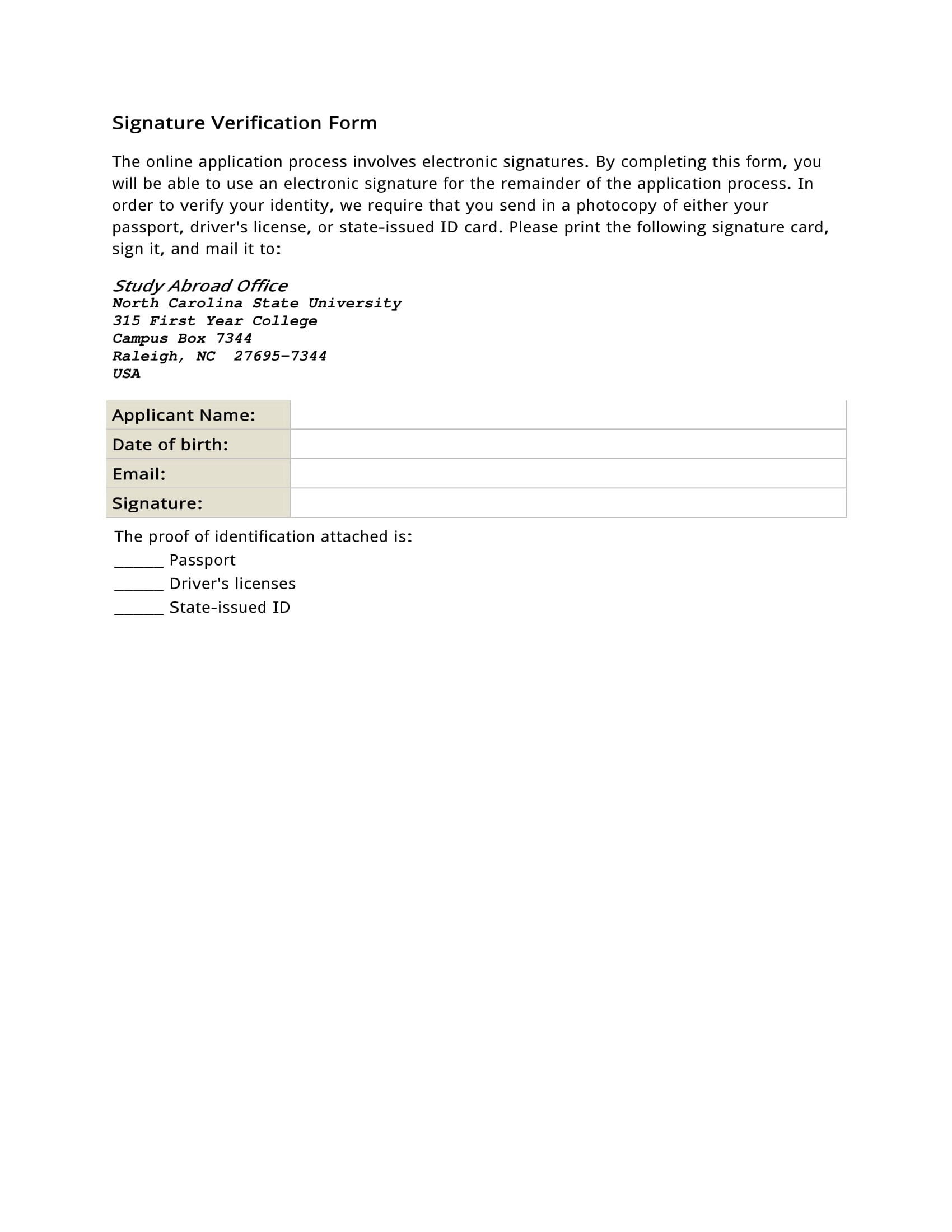 application signature verification form 1