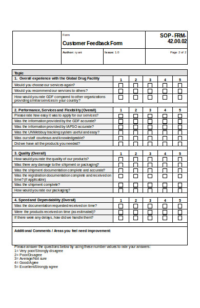 basic customer feedback form