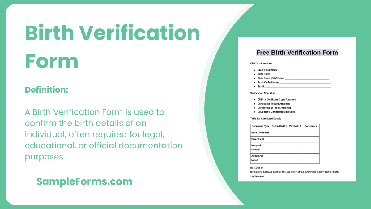 birth verifications form