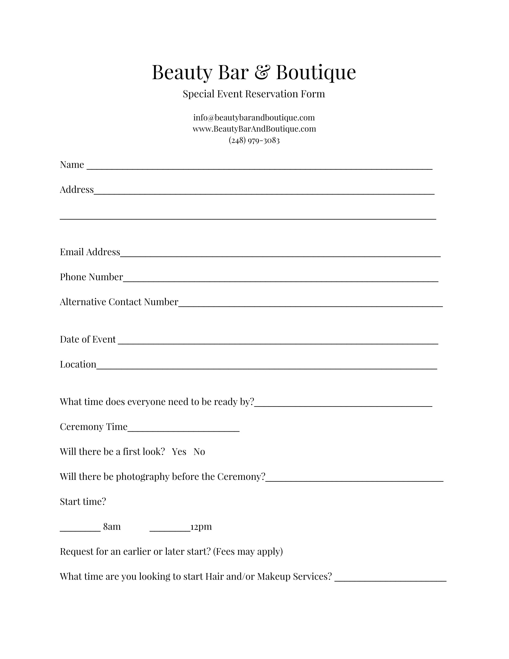 boutique event registration form 1