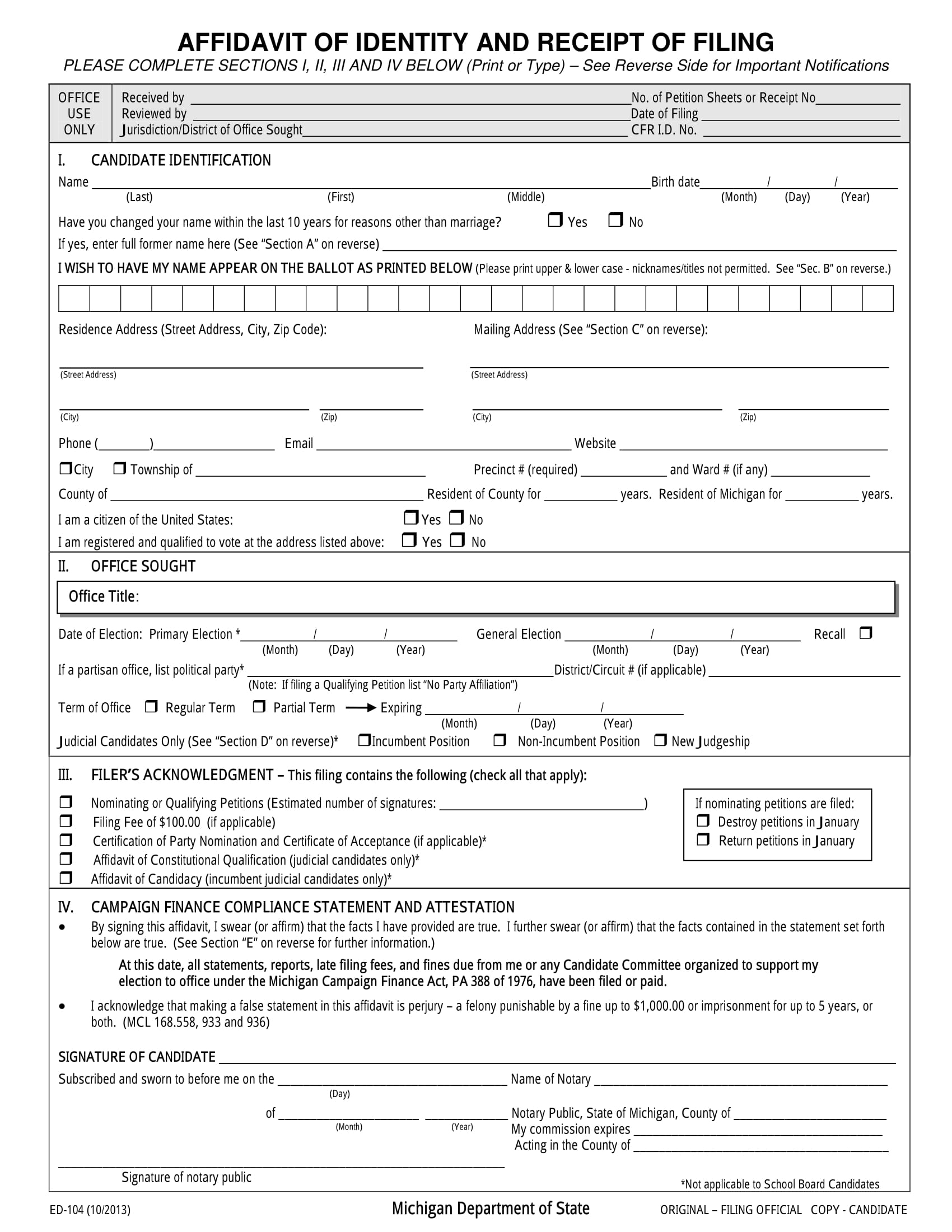 FREE 8+ Affidavit of Identity Forms in PDF