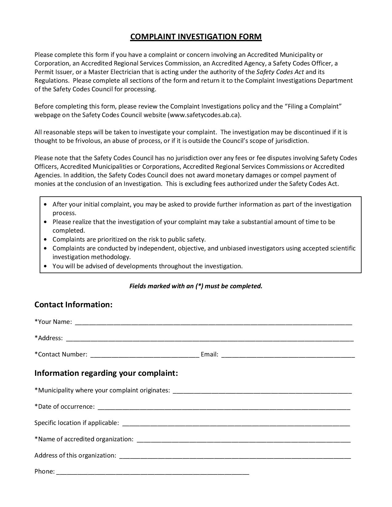 FREE 11+ Safety Complaint Forms in PDF | MS Word