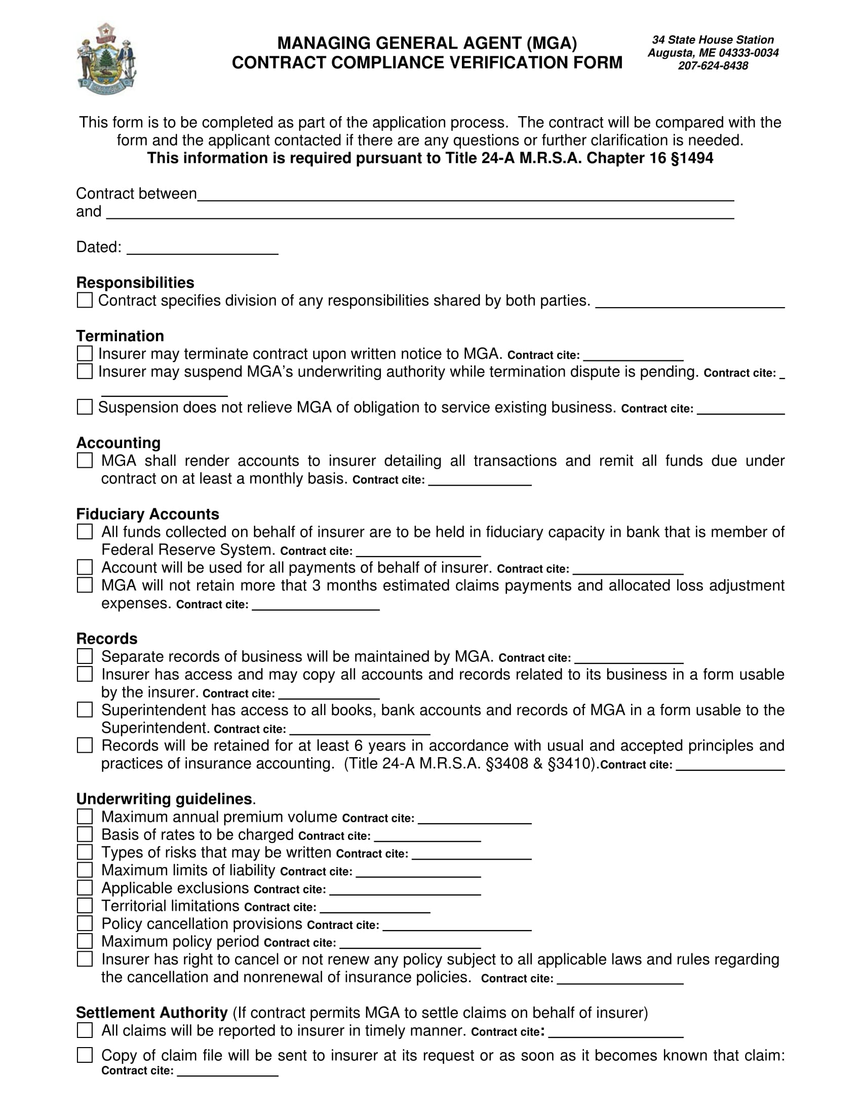 contract compliance verification form 1