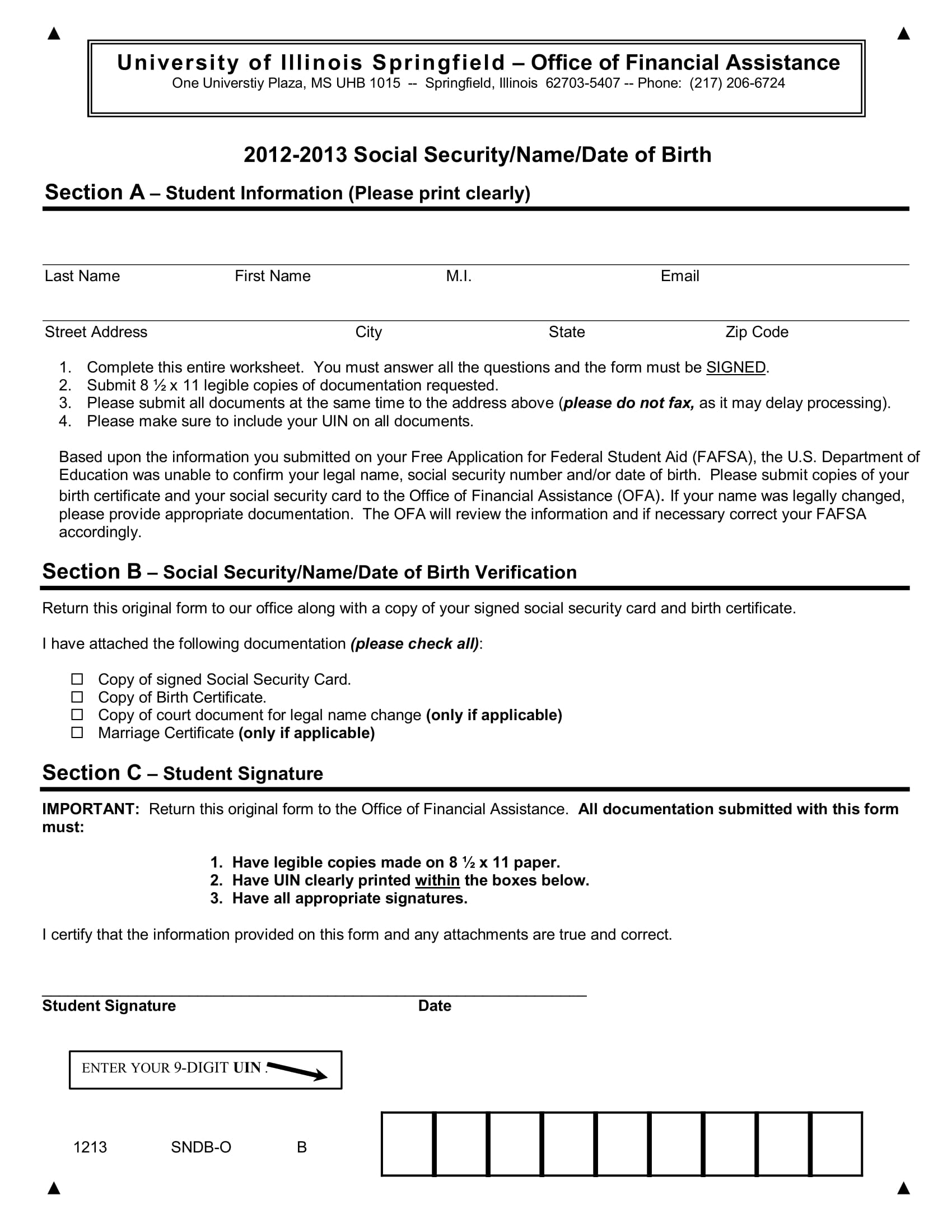 date of birth verification for financial aid 1