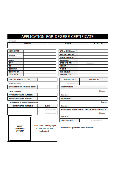degree certificate application form