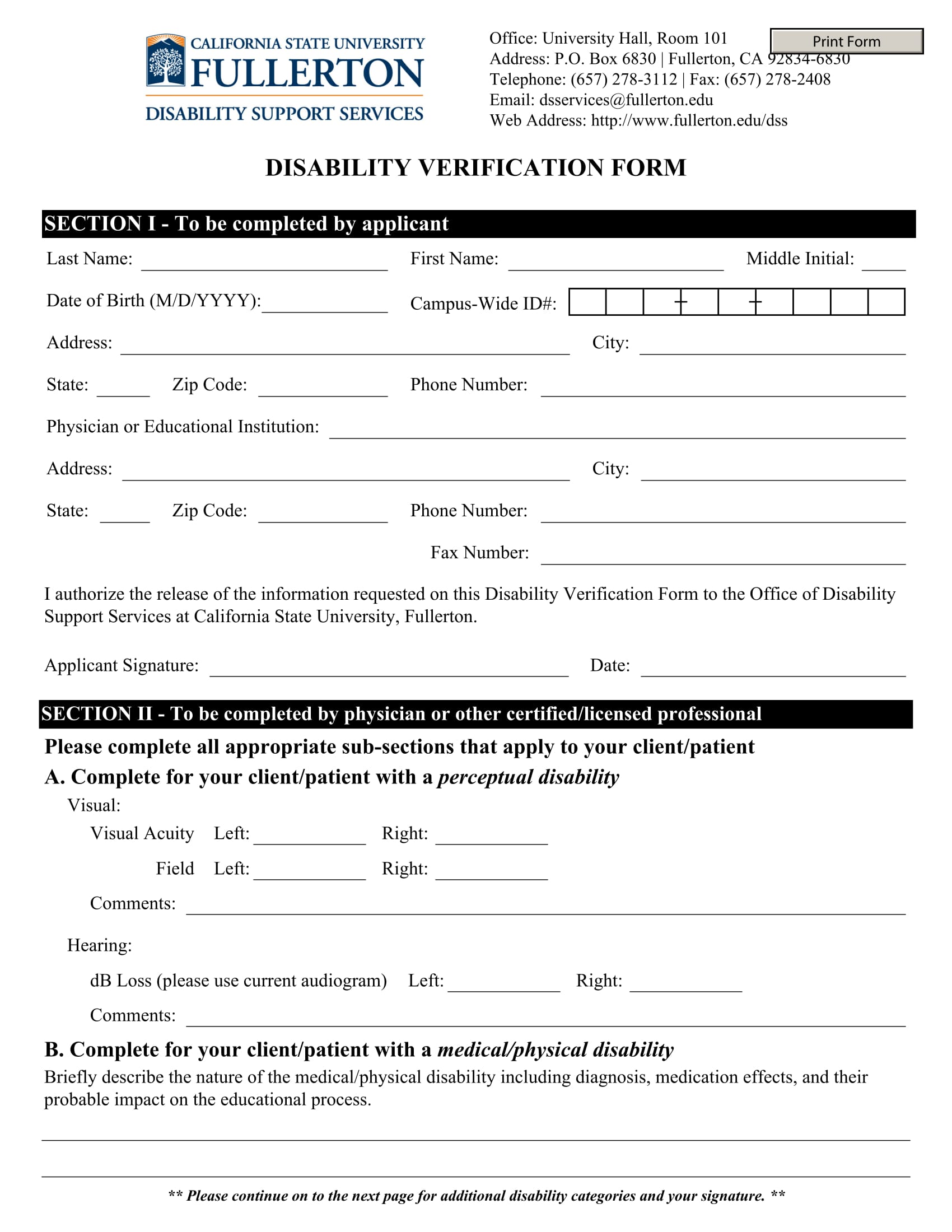 disability verification form sample 1